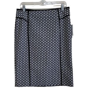 Laundry By Shelli Segal Black and White Midi Skirt Sz 8 NWT